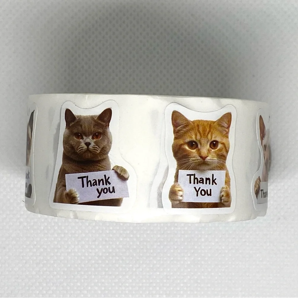 Let 500 Kitties Do the Talking on Your Packages - Cat “Thank You” Sticker Roll
